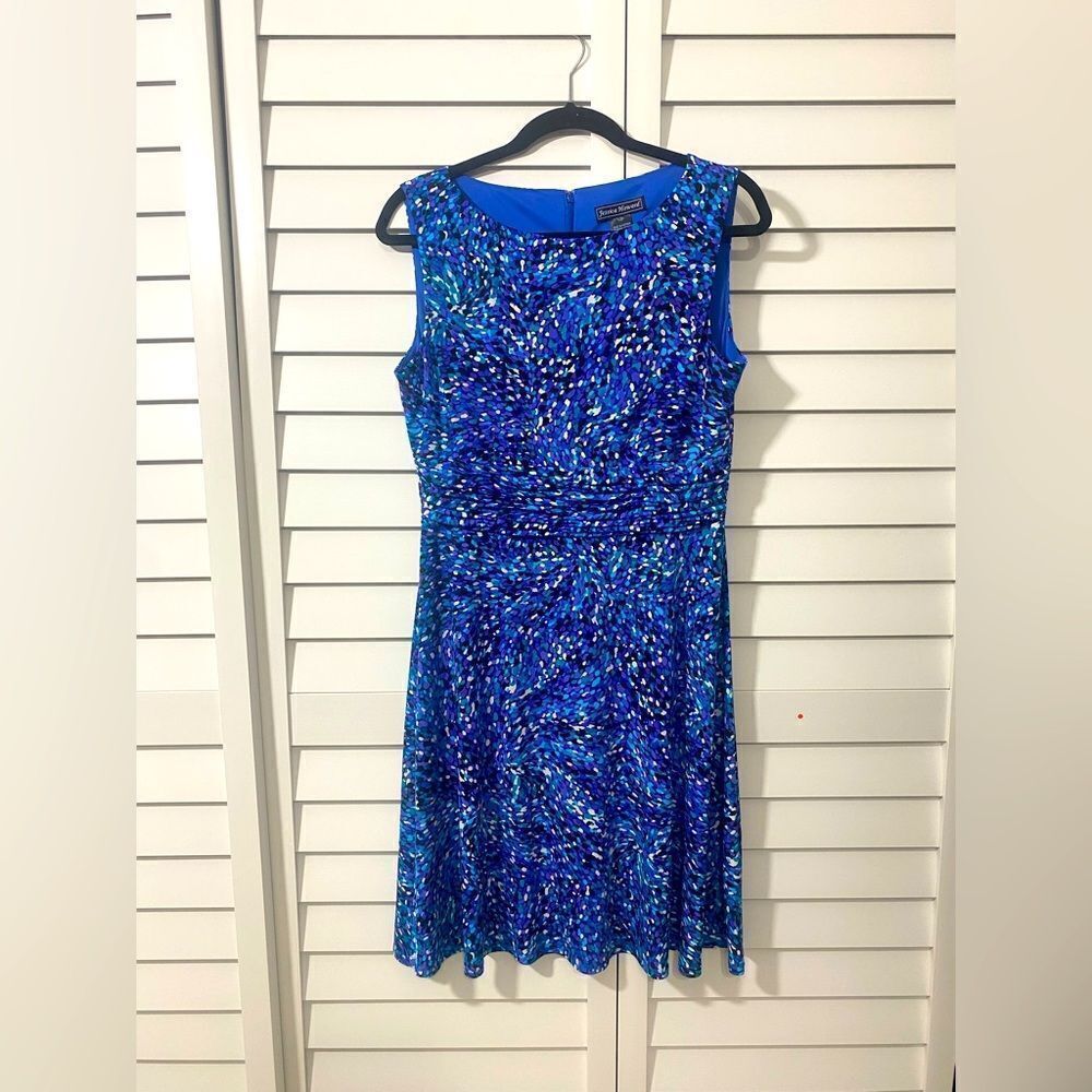 Blue Patterned Sleeveless Dress